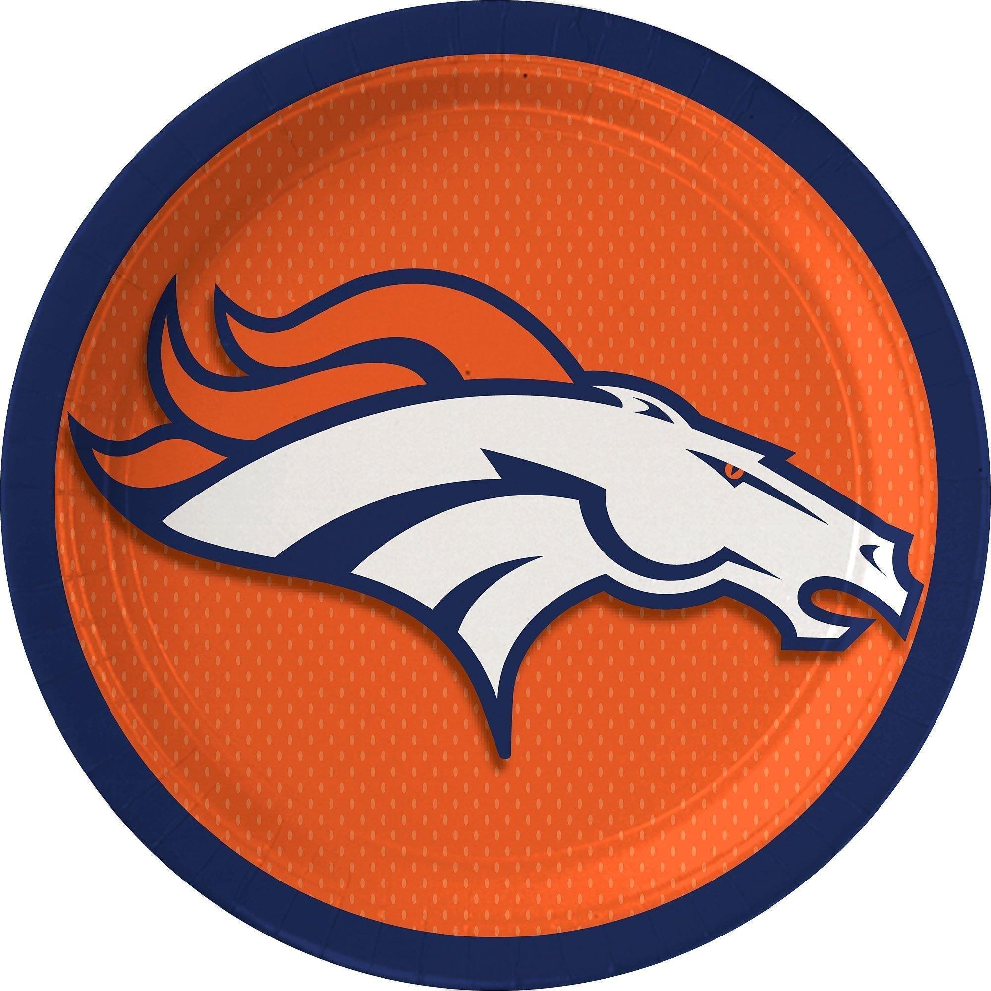 Denver Broncos Party Supplies Pack for 18 Guests - Kit Includes Plates, Napkins, Table Cover, Cups, Cutlery, Serving Bowl, Banner Decoration & Centerpiece